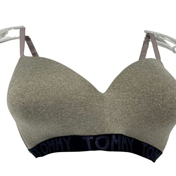 Tommy Hilfiger Wireless Bra Size 34C Gray Logo Band Light Lift Back Closure Bra - Picture 2 of 7